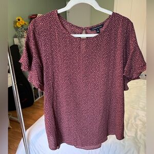 41 Hawthorn Pink and Black Leopard Print Short Sleeve Blouse
